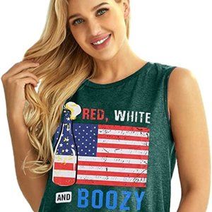 NWT-Fourth of July Shirts Women Tank American Flag Graphic Print Patriotic